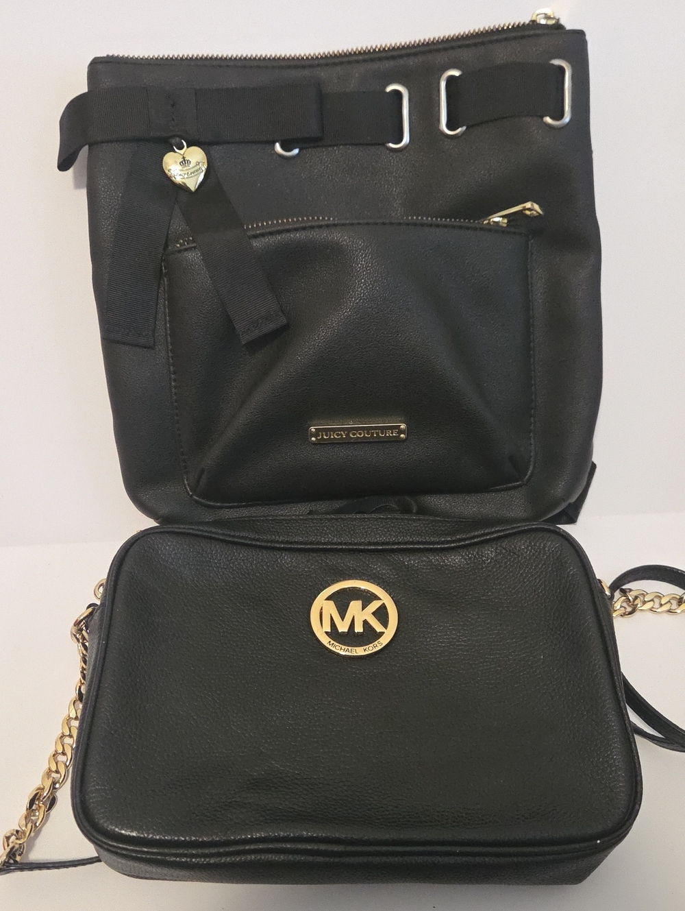 Michael Kors & Juicy Couture Black Crossbody Bags 2 Piece Bundle Gold Tone